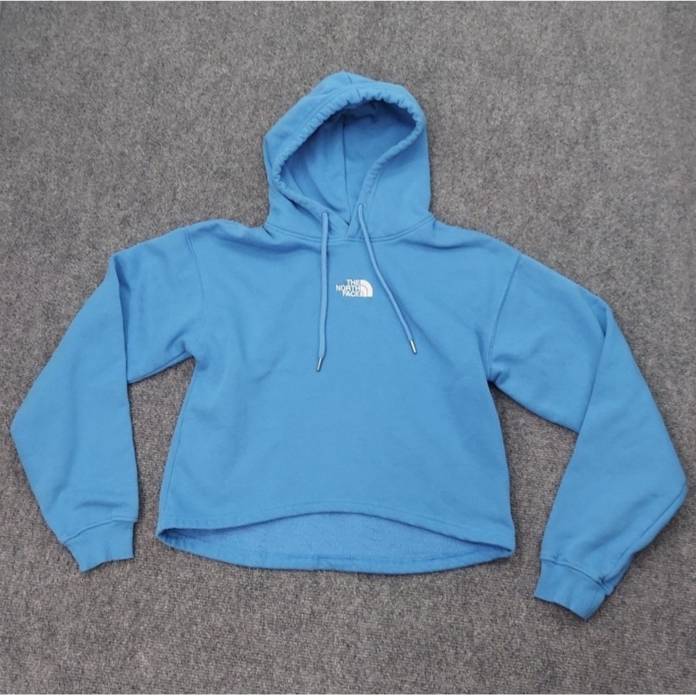 North Face Evolution Hi Lo Hoodie Womens Small Blue Fleece Pullover Sweatshirt